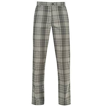 Slazenger Mens Checked Golf Trousers Pants Bottoms Rubberised Lining to Waist